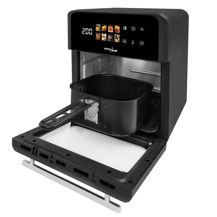 Freidora sin aceite AIR FRYER de GreenBlue, 1800 W de potencia, capacidad de 10 l, 8 programas, accesorios, temporizador, GB950 + termómetro/sonda para alimentos, GreenBlue GB178