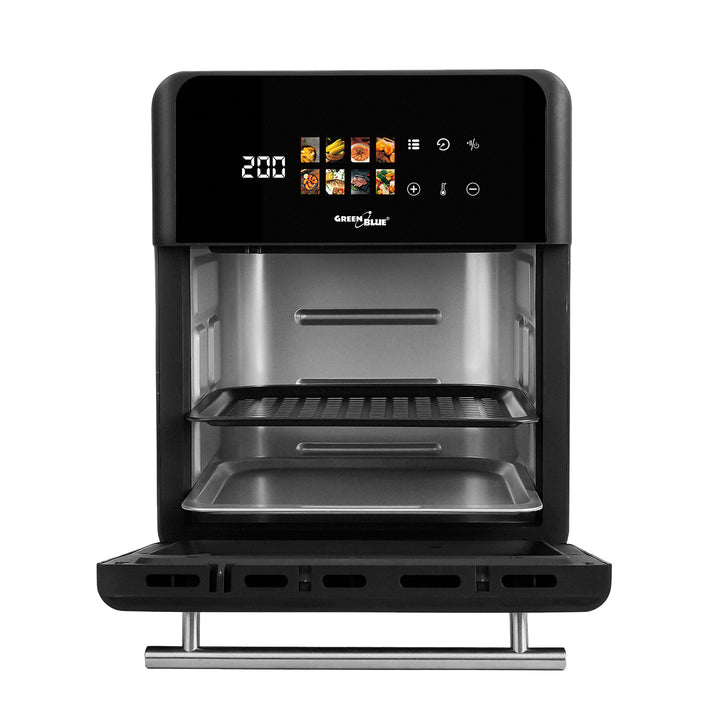 Freidora sin aceite AIR FRYER GreenBlue, potencia de 1800 W, capacidad de 10 l, 8 programas, accesorios, temporizador, GB950 + 100 bolsas de papel de 16 cm