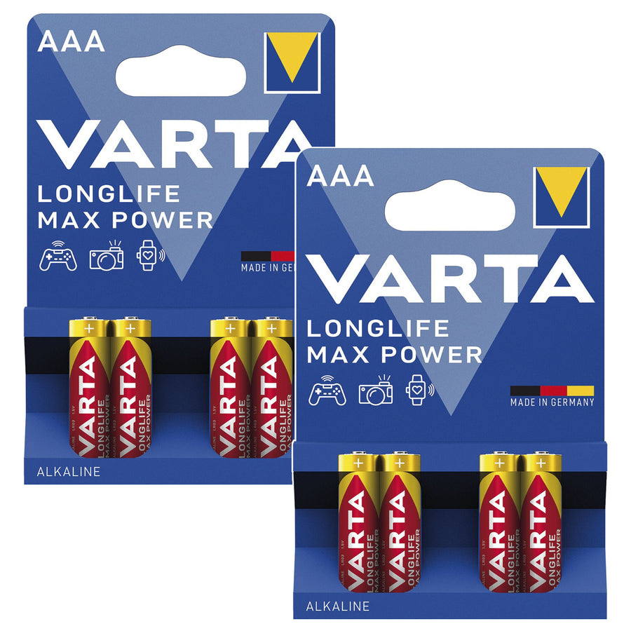 8 pilas R-03 R03 AAA de 1,5 V alcalinas Varta Longlife Max Power