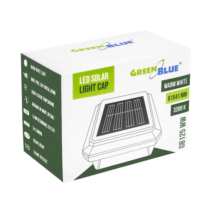 Lámpara LED solar para poste GreenBlue, 60 x 40 mm, cubierta en forma de sobre, 3200 K, GB125 WW, 4 unidades