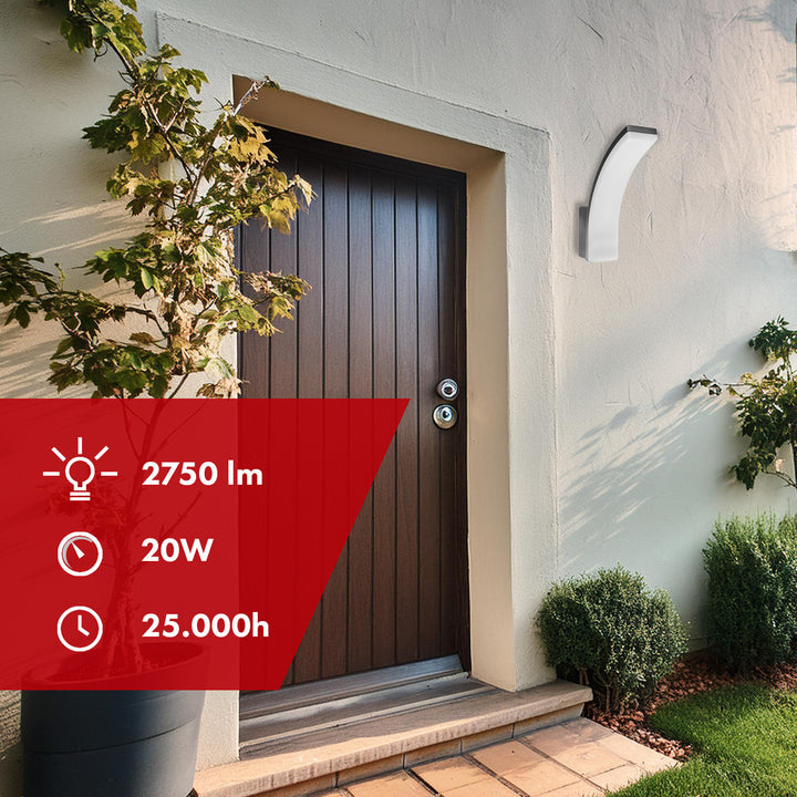 Lámpara LED Maclean, color gris, 20 W, IP65, 2750 lm, luz blanca neutra (4000 K) MCE511 GR, 2 unidades