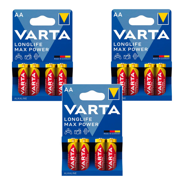 12 pilas R-06 R06 AA de 1,5 V alcalinas R-06 Longlife Max Power de Varta