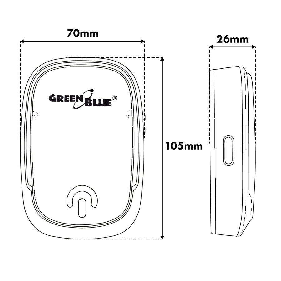 Timbre inalámbrico GreenBlue, 38 melodías, 90 dB, blanco, alcance de hasta 200 m, GB404 W