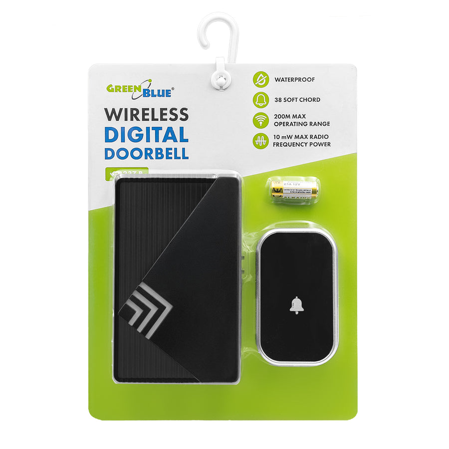 Timbre inalámbrico GreenBlue, 38 melodías, 90 dB, negro, alcance de hasta 200 m, GB237 B