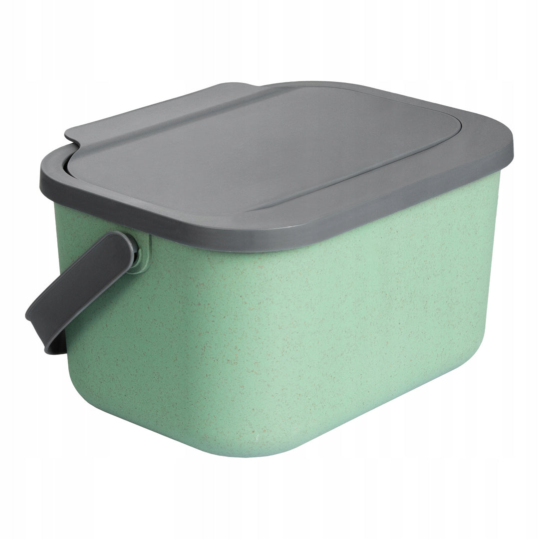 Contenedor para residuos orgánicos, capacidad de 4,5 litros, verde con tapa gris, Mini Bini + 5 filtros de carbón Practic