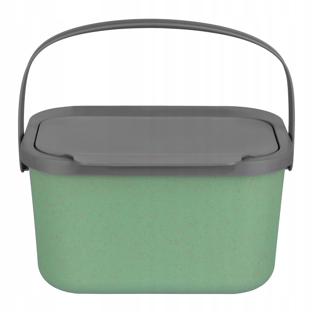 Contenedor para residuos orgánicos, capacidad de 4,5 litros, verde con tapa gris, Mini Bini + 5 filtros de carbón Practic