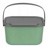 Contenedor para residuos orgánicos, capacidad de 4,5 litros, verde con tapa gris, Mini Bini + 5 filtros de carbón Practic