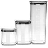 Recipientes de cocina Practic, para productos a granel, capacidad de 0,6 l, 0,9 l y 1,5 l, con tapas con junta de estanqueidad,