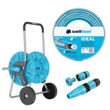 Carro para manguera Cellfast Aluplus de 1/2" y 60 m + Manguera de jardín Cellfast IDEAL de 1/2" y 20 m + Set con aspersor recto Cellfast Basic de 1/2"