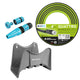 Manguera de jardín Cellfast Quattro de 1/2" y 25 m + soporte para manguera Cellfast gris + juego con aspersor recto Cellfast Basic de 1/2"