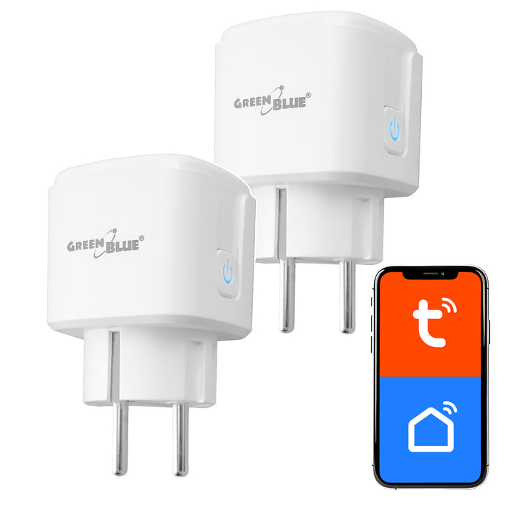 Toma de corriente WiFi GreenBlue con control remoto, compatible con Android/iOS/Alexa/Google Home, temporizador, medidor de potencia, máx. 16 A/3840 W, GB735 W, 2 unidades