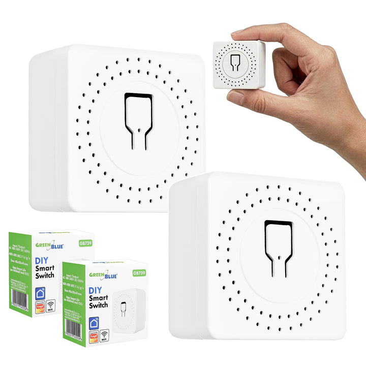 Relé WiFi empotrable GreenBlue, compatible con Android/iOS/Alexa/Google Home, 100-240 V CA, 50/60 Hz, máx. 16 A, para LED de 150 W, GB739, 2 unidades