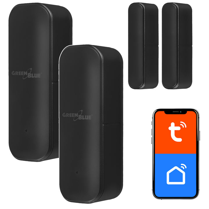 Contactor inalámbrico / sensor de apertura WiFi GreenBlue, Android/iOS, para puertas / ventanas, 3,0 V CC, LR03x2, GB479 B, 2 juegos