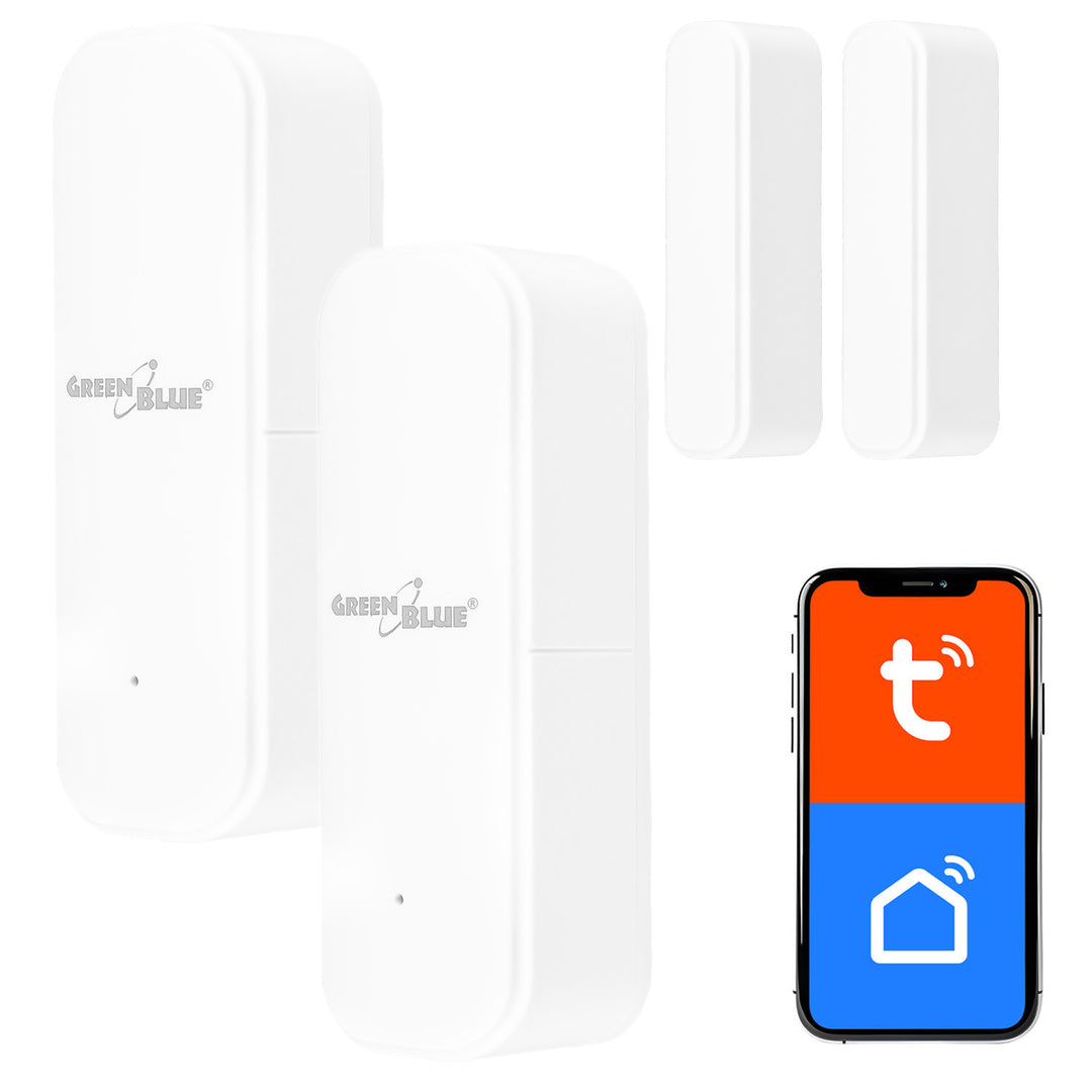 Contactor inalámbrico / sensor de apertura WiFi GreenBlue, Android/iOS, para puertas / ventanas, 3,0 V CC, LR03x2, GB479 W, 2 juegos