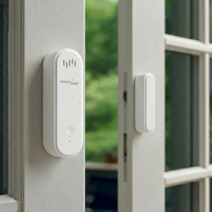Contactor inalámbrico / sensor de apertura WiFi GreenBlue, Android/iOS, para puertas / ventanas, 3,0 V CC, LR03x2, con alarma, GB478, 2 juegos