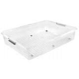 Contenedor con tapa Leo Keeeper, capacidad de 53 l, transparente, con ruedas, tapa con cierre de clips, 3 unidades
