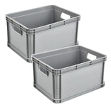 Caja de transporte Robert Keeeper, capacidad de 20 l, gris, apta para el contacto con alimentos, ligera y resistente, capacidad de carga de hasta 30 kg, 2 unidades