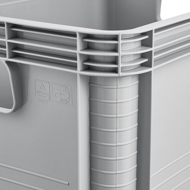Caja de transporte Robert Keeeper, capacidad de 20 l, gris, apta para el contacto con alimentos, ligera y resistente, capacidad de carga de hasta 30 kg, 3 unidades