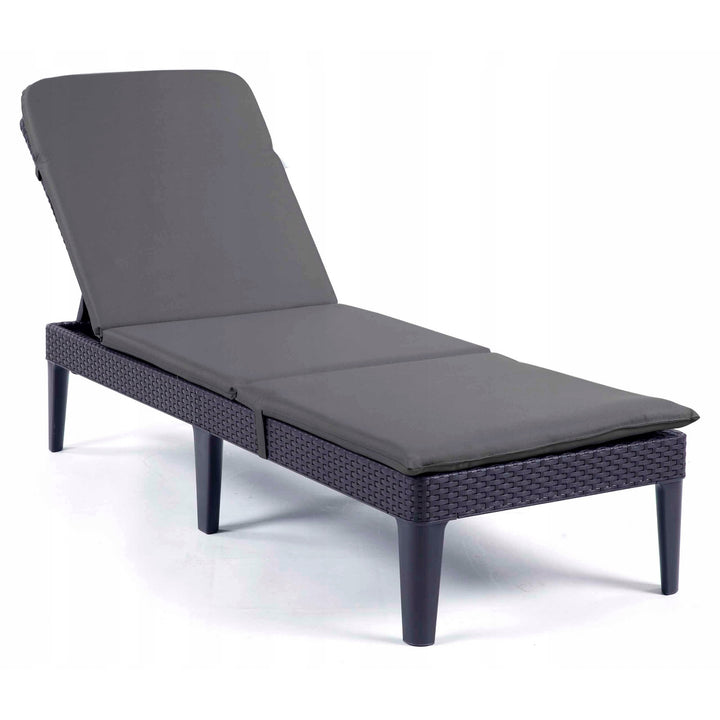 Cojín para tumbona Jaipur, color gris oscuro, tejido S-500, tamaño 190 x 60 cm, dos sistemas de fijación, impermeable, lavable en su totalidad, S-49, 2 unidades