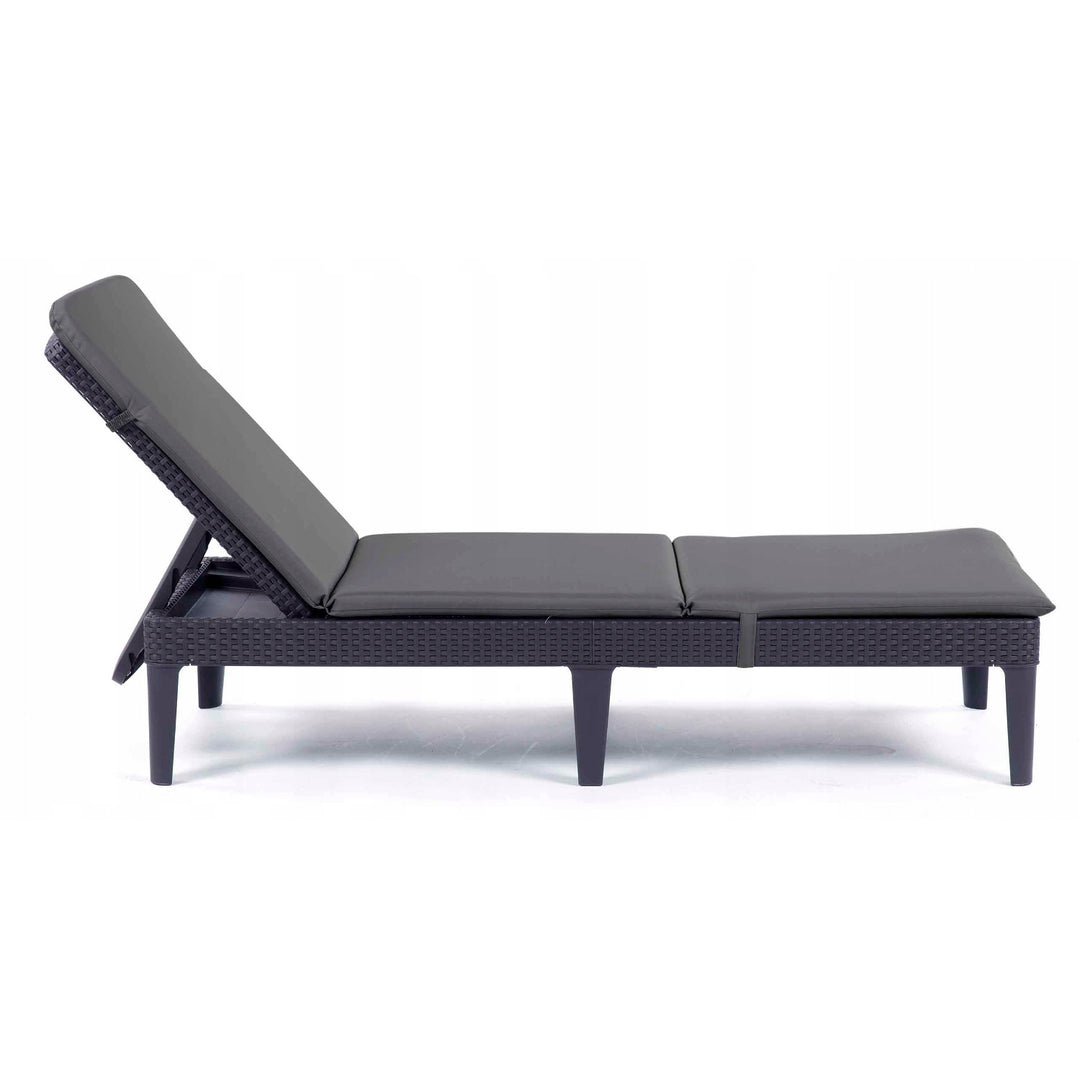 Cojín para tumbona Jaipur, color gris oscuro, tejido S-500, tamaño 190 x 60 cm, dos sistemas de fijación, impermeable, lavable en su totalidad, S-49, 2 unidades