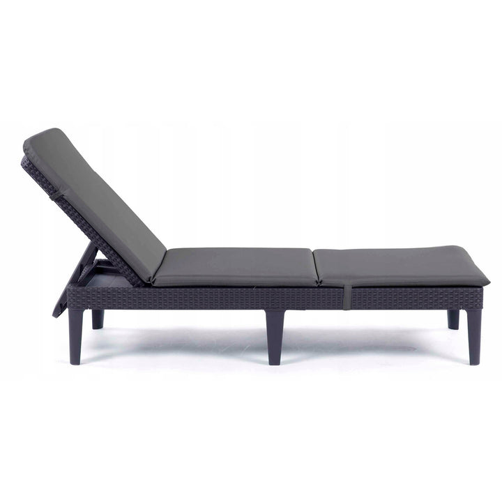 Cojín para tumbona Jaipur, color gris oscuro, tejido S-500, tamaño 190 x 60 cm, dos sistemas de fijación, impermeable, lavable en su totalidad, S-49, 2 unidades