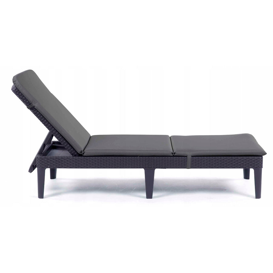 Cojín para tumbona Jaipur, color gris oscuro, tejido S-500, tamaño 190 x 60 cm, dos sistemas de fijación, impermeable, lavable en su totalidad, S-49, 2 unidades