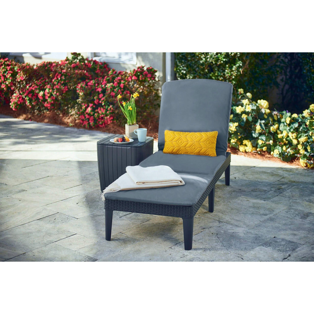 Cojín para tumbona Jaipur, color gris oscuro, tejido S-500, tamaño 190 x 60 cm, dos sistemas de fijación, impermeable, lavable en su totalidad, S-49, 2 unidades