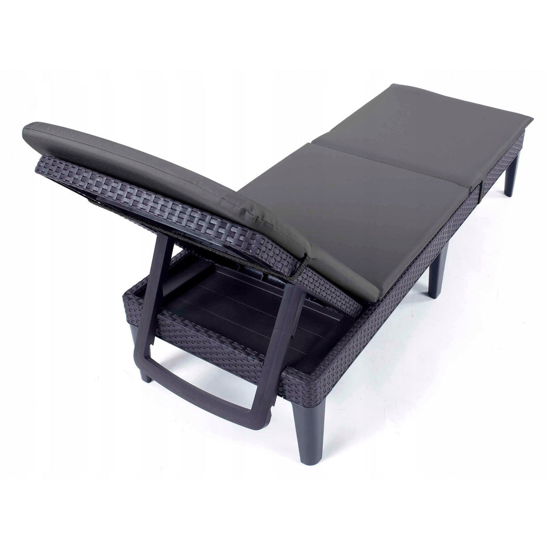 Cojín para tumbona Jaipur, color gris oscuro, tejido S-500, tamaño 190 x 60 cm, dos sistemas de fijación, impermeable, se puede lavar por completo, S-49, 3 unidades