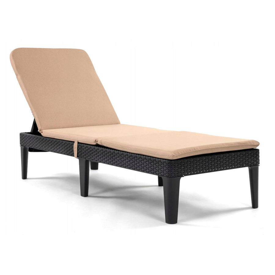 Cojín para tumbona Jaipur, color beige, tejido S-550 melange, tamaño 190 x 60 cm, dos sistemas de fijación, impermeable, lavable en su totalidad, melange S-21, 2 unidades