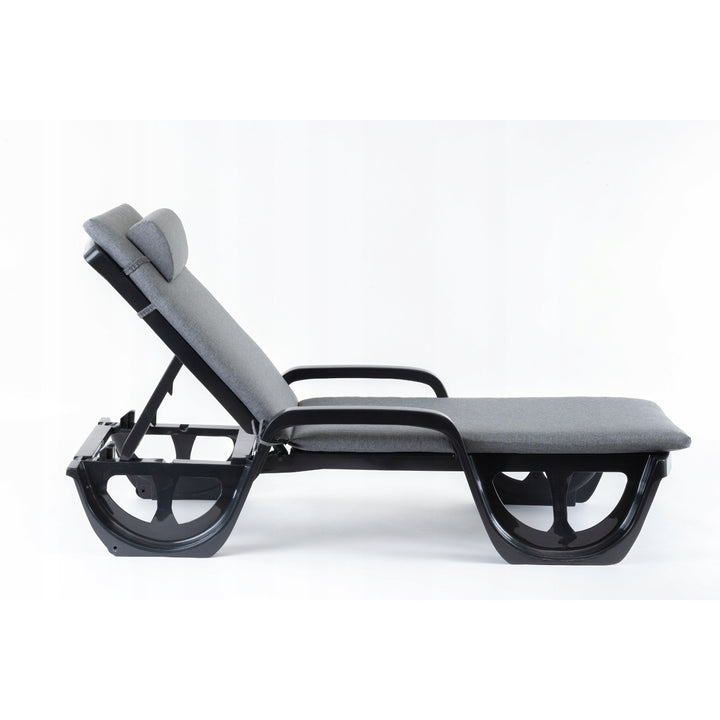 Cojín para tumbona Madera, color gris, tejido S-550 melange, tamaño 190 x 55 cm, sujeción con cinta elástica, impermeable, melange S-23, 2 unidades