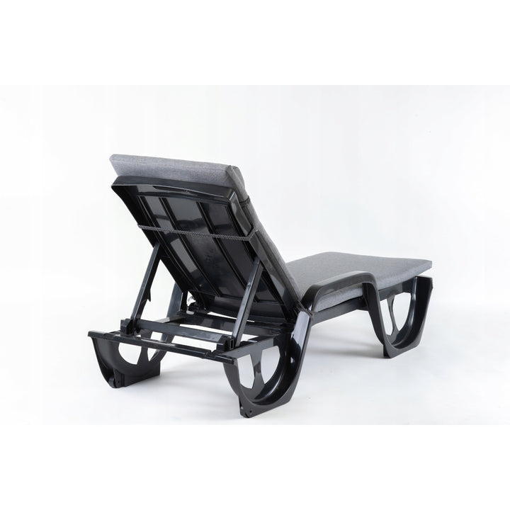 Cojín para tumbona Madera, color gris, tejido S-550 melange, tamaño 190 x 55 cm, sujeción con cinta elástica, impermeable, melange S-23, 3 unidades
