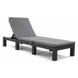 Cojín para tumbona Daytona, color gris, tejido S-550 Melange, tamaño 192 x 64 cm, sujeción con correa de goma, impermeable, Melange S-23, 2 unidades