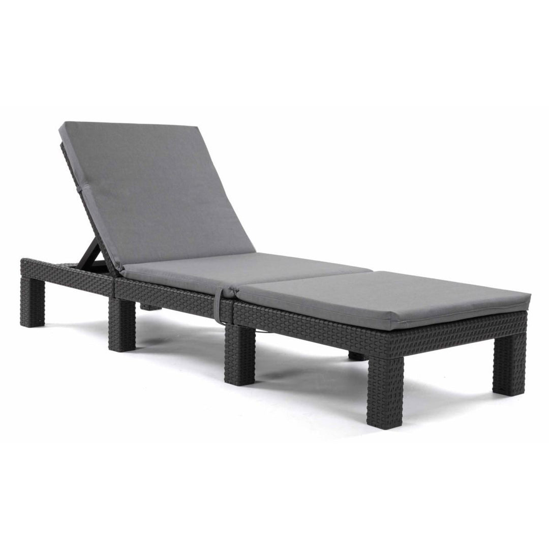 Cojín para tumbona Daytona, color gris, tejido S-550 Melange, tamaño 192 x 64 cm, sujeción con correa de goma, impermeable, Melange S-23, 3 unidades