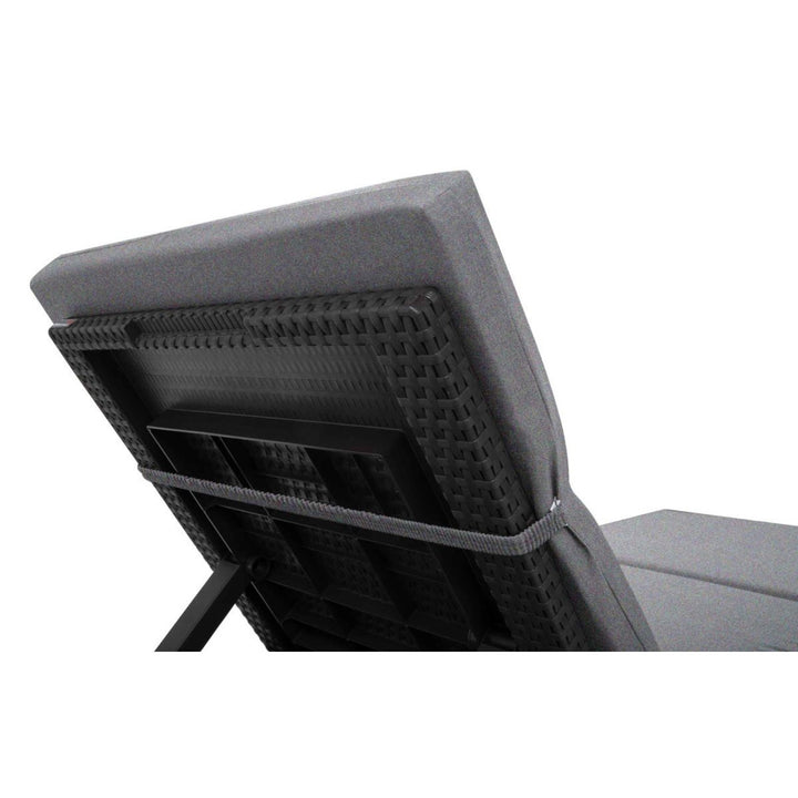 Cojín para tumbona Daytona, color gris, tejido S-550 Melange, tamaño 192 x 64 cm, sujeción con correa de goma, impermeable, Melange S-23, 3 unidades