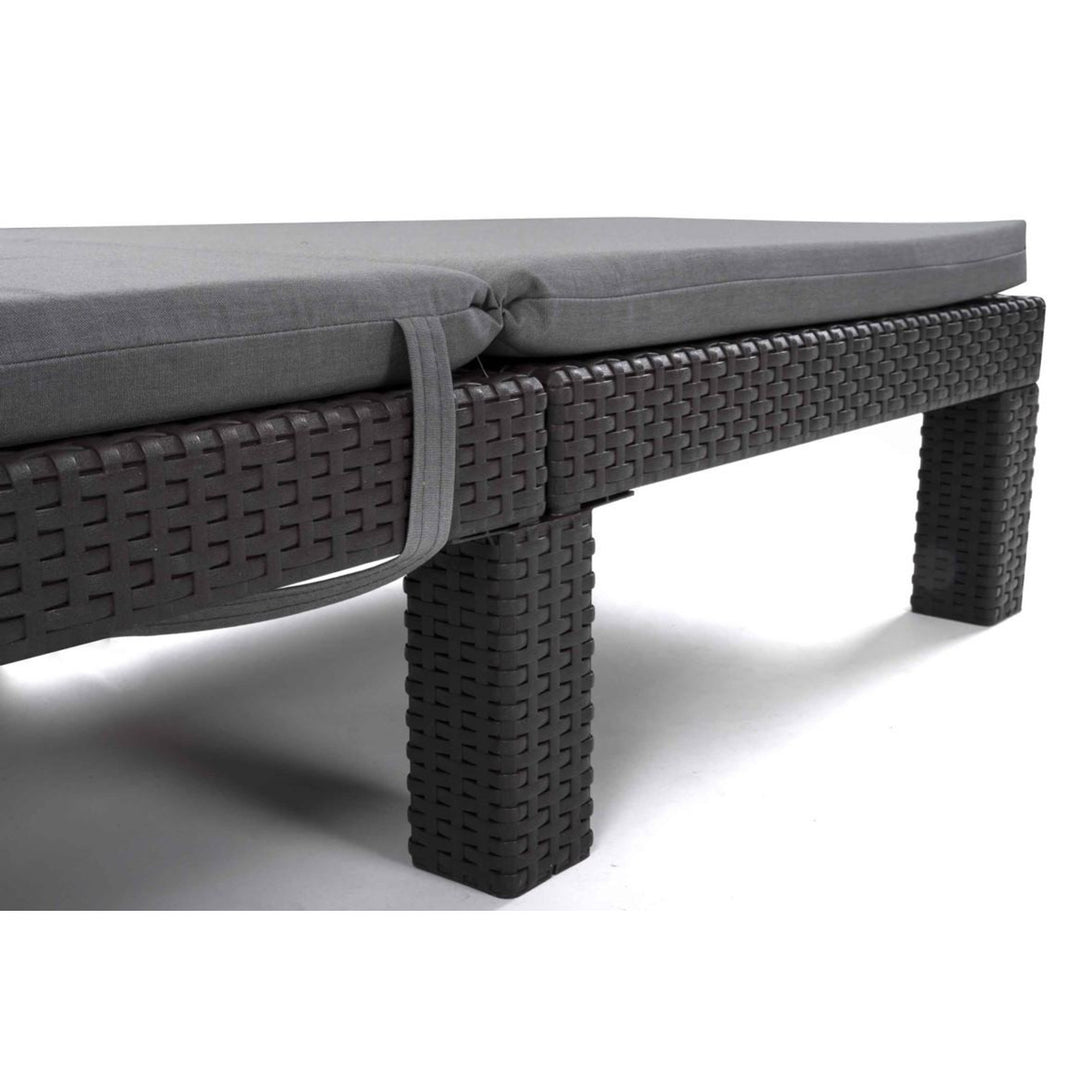 Cojín para tumbona Daytona, color gris, tejido S-550 Melange, tamaño 192 x 64 cm, sujeción con correa de goma, impermeable, Melange S-23, 3 unidades