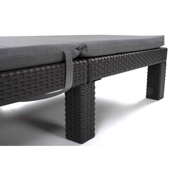 Cojín para tumbona Daytona, color gris, tejido S-550 Melange, tamaño 192 x 64 cm, sujeción con correa de goma, impermeable, Melange S-23, 3 unidades