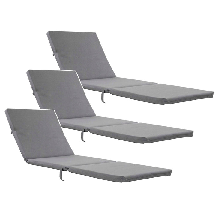 Cojín para tumbona Daytona, color gris, tejido S-550 Melange, tamaño 192 x 64 cm, sujeción con correa de goma, impermeable, Melange S-23, 3 unidades