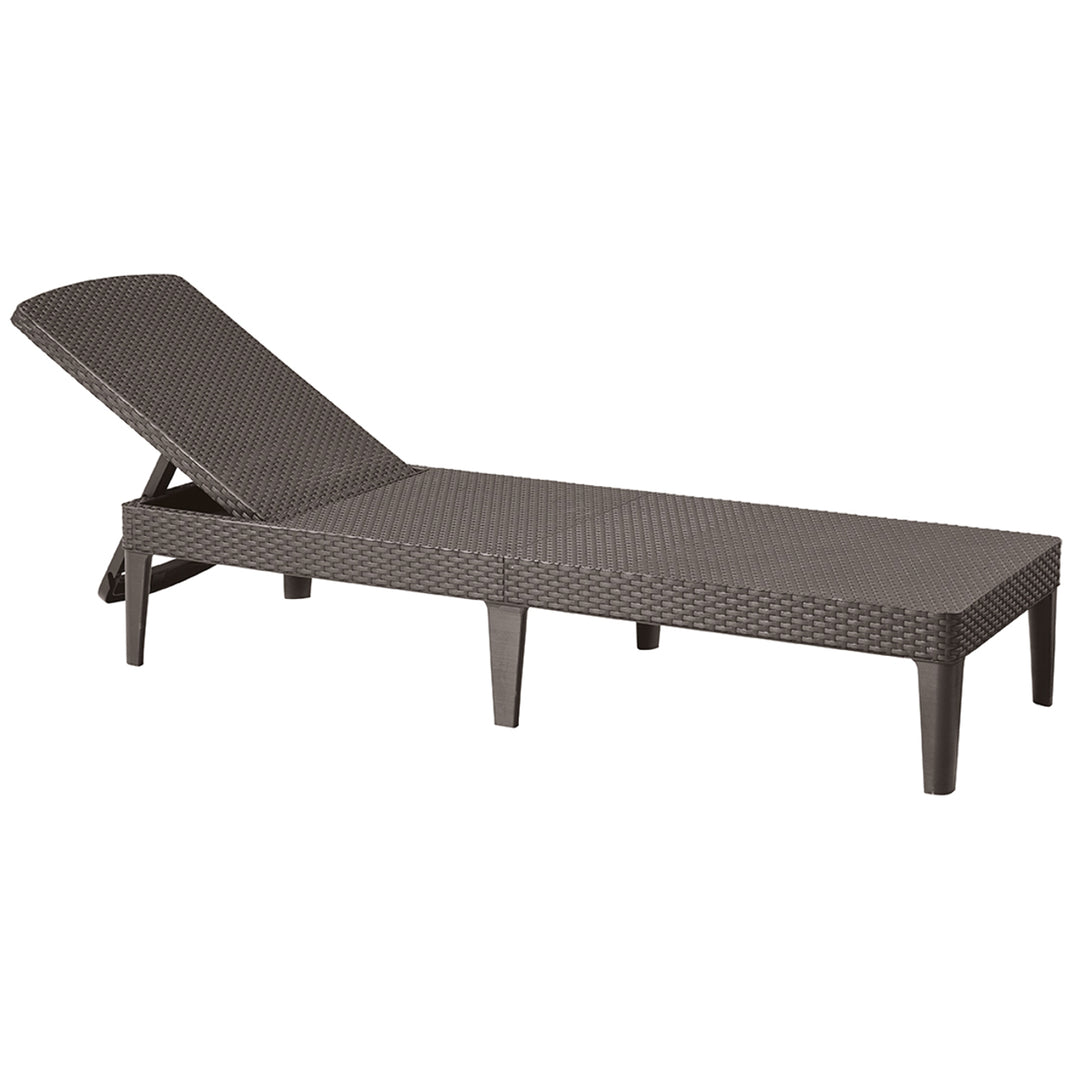Tumbona de jardín ajustable Jaipur Sun Lounger, color marrón + cojín para tumbona Jaipur, color gris oscuro, tejido S-500, tamaño 190 x 60 cm