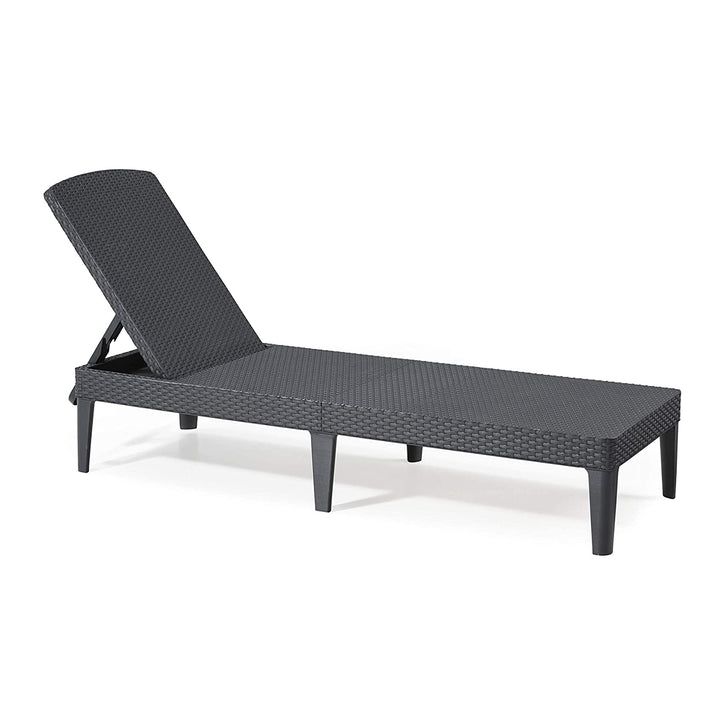 Tumbona de jardín regulable Jaipur Sun Lounger, color grafito + cojín para tumbona Jaipur, color gris oscuro, tejido S-500, dimensiones 190 x 60 cm
