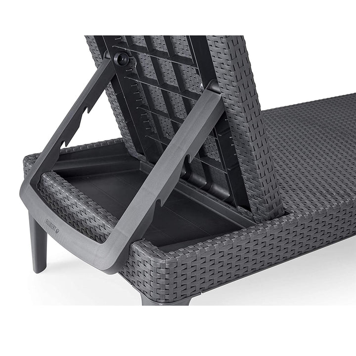 Tumbona de jardín regulable Jaipur Sun Lounger, color grafito + cojín para tumbona Jaipur, color gris oscuro, tejido S-500, dimensiones 190 x 60 cm