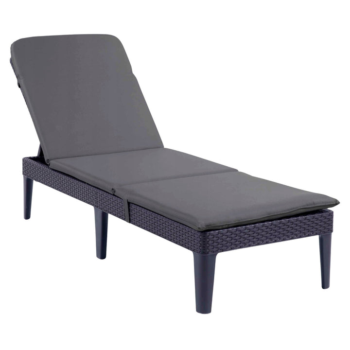 Tumbona de jardín regulable Jaipur Sun Lounger, color grafito + cojín para tumbona Jaipur, color gris oscuro, tejido S-500, dimensiones 190 x 60 cm
