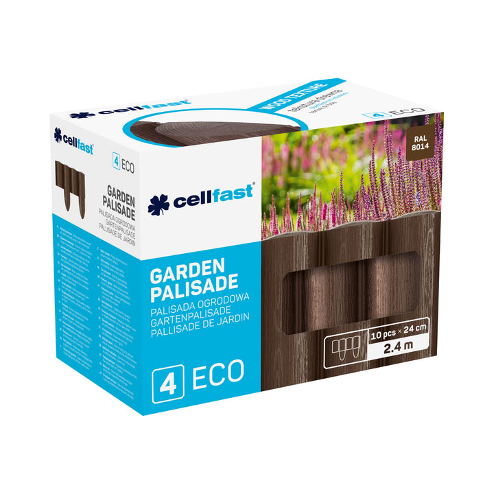 Valla de jardín Cellfast, textura de madera, resistente a las heladas, longitud 14,4 m, color marrón, 34-031