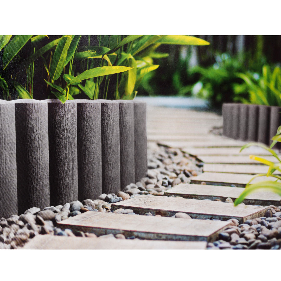 Valla de jardín Cellfast, textura de madera, resistente a las heladas, longitud 6,9 m, color grafito, 34-044