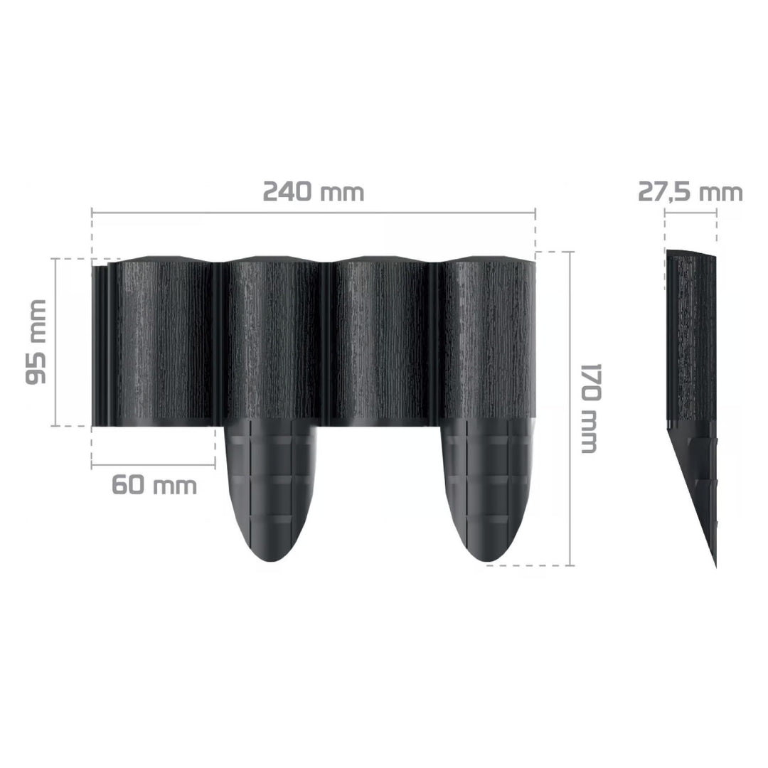 Valla de jardín Cellfast, textura de madera, resistente a las heladas, longitud 21,6 m, color antracita, 34-032