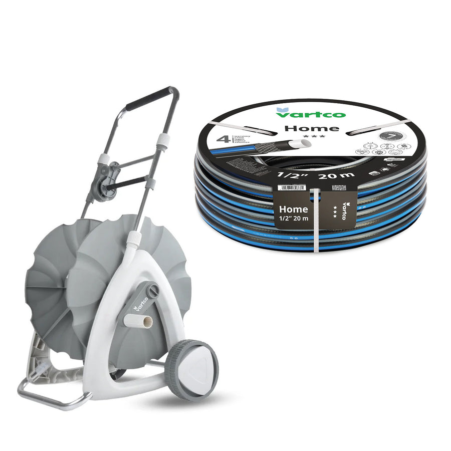 Carrito para manguera de jardín + manguera de jardín Vartco Home 1/2" 20 m Agaplast