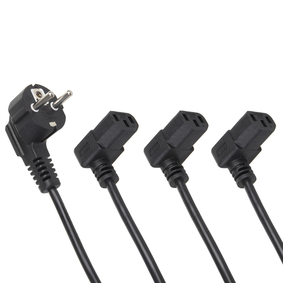 Cable de alimentación Maclean, acodado, 3 clavijas, enchufe UE, 1,5 m, MCTV-851, 3 unidades
