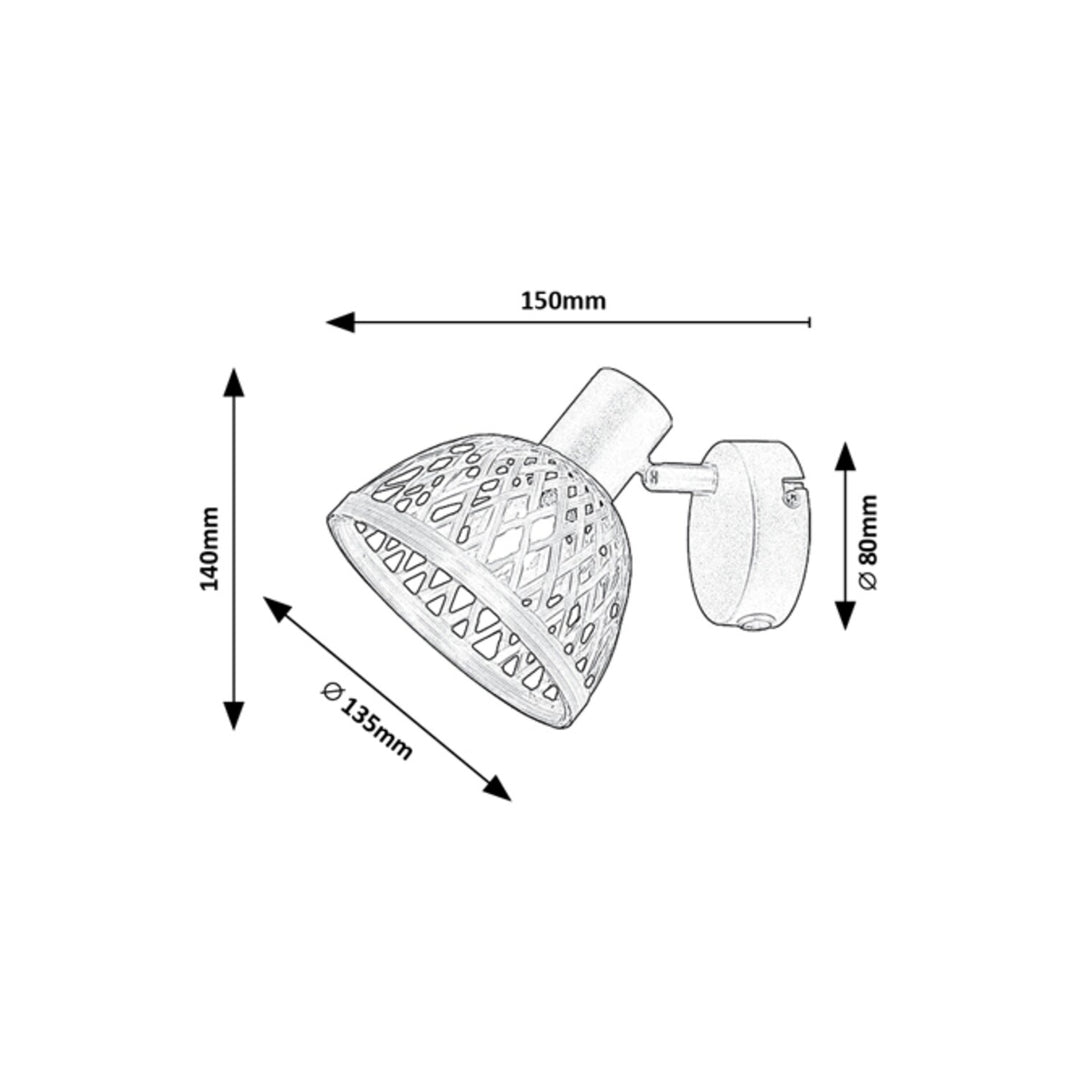 Aplique Rabalux Rattan, casquillo E14, máx. 15 W, 3133