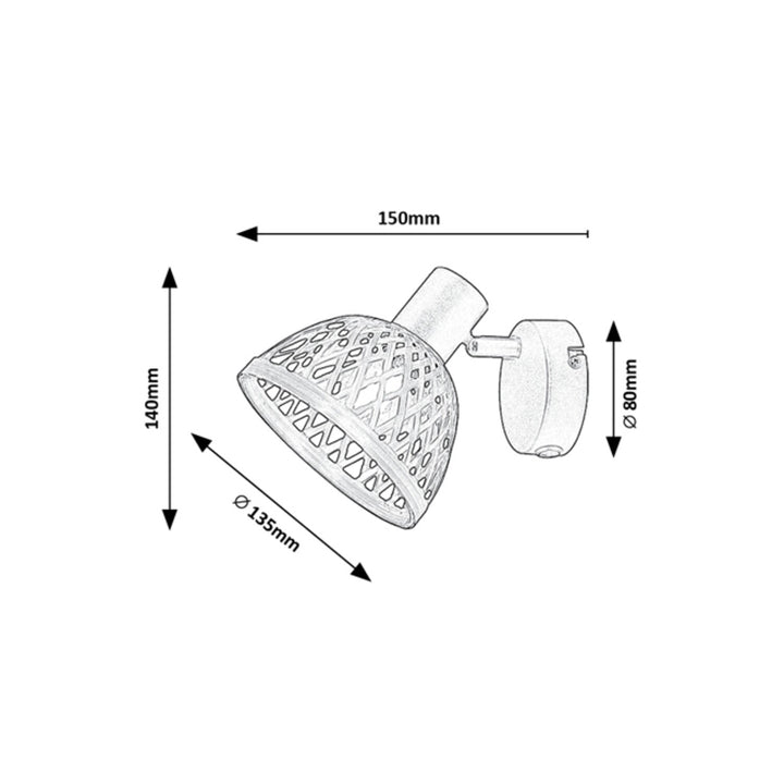 Aplique Rabalux Rattan, casquillo E14, máx. 15 W, 3133