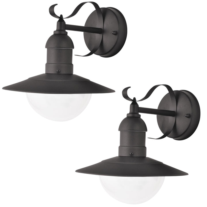 Aplique de jardín Oslo Rabalux para fachada, negro, E27, máx. 60 W, IP43, 230 V, 2 unidades