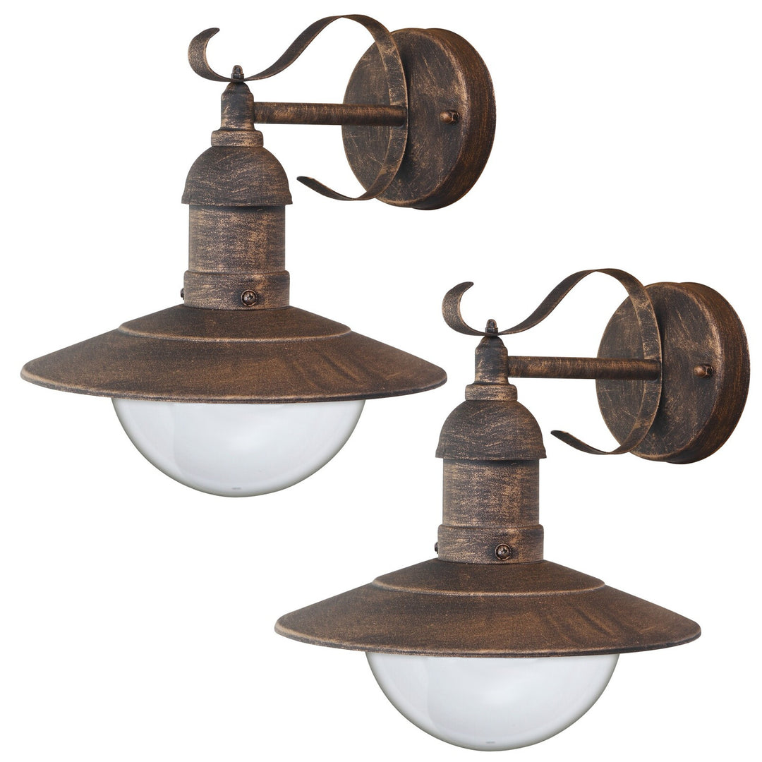 Lámpara de exterior Oslo Rabalux para fachada, color dorado, casquillo E27, máx. 60 W, IP43, 230 V, 2 unidades